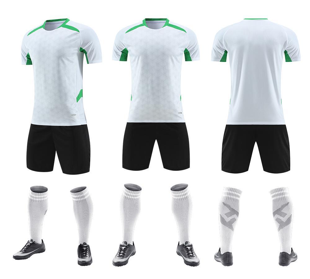 New Short-Sleeve Quick-Dry Soccer Jersey for Matches and Training – Blank/Customizable Sublimation Design (White & Green) - Cozymize