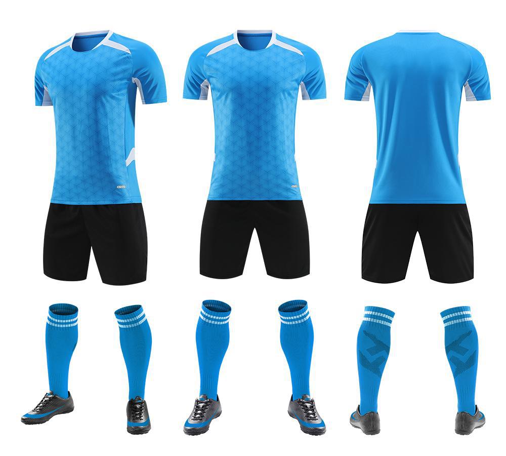 New Short-Sleeve Soccer Jersey for Matches and Training – Quick-Dry, Blank Style, Customizable via Sublimation (Medium Blue) - Cozymize