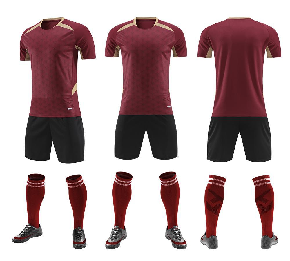 New Short-Sleeve Soccer Jersey for Matches and Training – Quick-Dry, Blank Style, Customizable via Sublimation (Maroon) - Cozymize